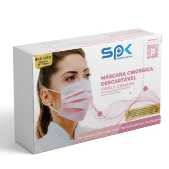 MASCARA DESCARTAVEL TRIPLA COM CLIPE NASAL PINK - SPK PROTECTION