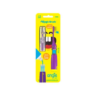 ESCOVA DENTAL INFANTIL EXTRA MACIA +3 COM RESERVATORIO MAGIC BRUSH - ROXA - ANGELUS