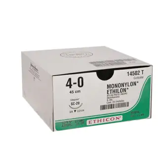 FIO DE SUTURA AGULHADO MONONYLON 4-0 1-2circ. 1,7cm COM 24UN - ETHICON